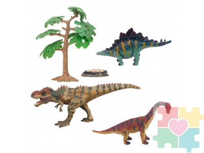 Динозавры и драконы для детей серии "Мир динозавров": стегозавр, тираннозавр, брахиозавр (набор фигурок из 5 предметов)