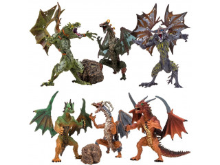Драконы и динозавры для детей серии "Мир драконов" (6 драконов игрушек, 2 аксессуара в наборе с фигурками)