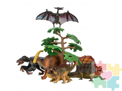 Динозавры и драконы для детей серии "Мир динозавров": птеродактиль, паразауролоф, троодон, кентрозавр, диментродон (набор фигурок из 6 предметов)