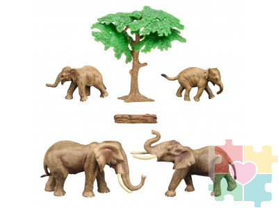 Набор фигурок животных серии "Мир диких животных": Семья слонов, 6 предметов