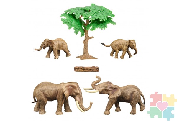 Набор фигурок животных серии "Мир диких животных": Семья слонов, 6 предметов