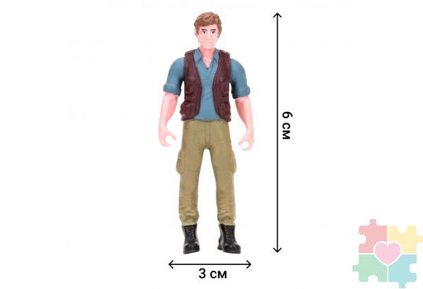 Игрушки фигурки в наборе серии "На ферме", 6 предметов (фермер, слон и слоненок, ограждение-загон, дерево, тележка)