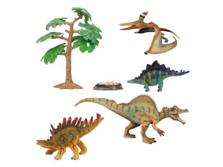 Динозавры и драконы для детей серии "Мир динозавров": cтегозавр, птеродактиль, спинозавр, кентрозавр (набор фигурок из 6 предметов)