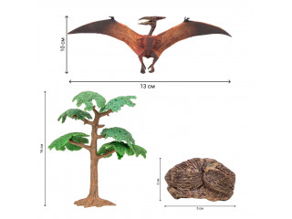 Динозавры и драконы для детей серии "Мир динозавров": птеродактиль, тираннозавр, стегозавр, аллозавр (набор фигурок из 6 предметов)
