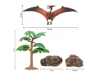 Динозавры и драконы для детей серии "Мир динозавров": птеродактиль, брахиозавр, аллозавр, пахицефалозавр (набор фигурок из 7 предметов)