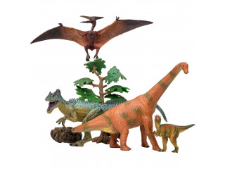Динозавры и драконы для детей серии "Мир динозавров": птеродактиль, брахиозавр, аллозавр, пахицефалозавр (набор фигурок из 7 предметов)