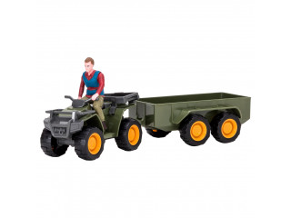 Набор фигурок животных серии "На ферме": Ферма игрушка, бык, козы, квадроцикл для перевозки животных, фермеры, инвентарь - 22 предмета