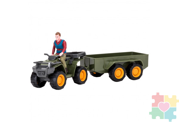 Набор фигурок животных серии "На ферме": Ферма игрушка, бык, козы, квадроцикл для перевозки животных, фермеры, инвентарь - 22 предмета