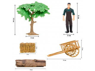 Набор фигурок животных серии "На ферме": Ферма игрушка, кенгуру, слоны, фермер, инвентарь - 12 предметов