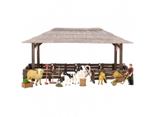 Набор фигурок животных серии "На ферме": Ферма игрушка, 19 фигурок домашних животных (коровы, овцы), персонажей и инвентаря