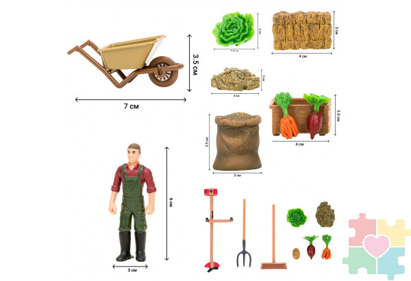 Набор фигурок животных серии "На ферме": Ферма игрушка, 19 фигурок домашних животных (коровы, овцы), персонажей и инвентаря