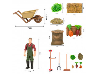 Набор фигурок животных серии "На ферме": Ферма игрушка, 19 фигурок домашних животных (коровы, овцы), персонажей и инвентаря