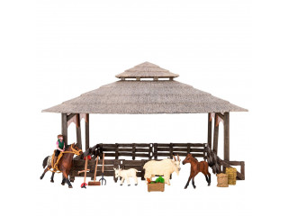 Набор фигурок животных серии "На ферме": Ферма игрушка, 18 фигурок домашних животных (лошади, козы), персонажей и инвентаря