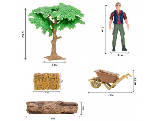 Набор фигурок животных серии "На ферме": Ферма игрушка, львы, зебры, фермер, инвентарь - 11 предметов
