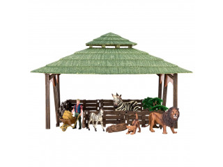 Набор фигурок животных серии "На ферме": Ферма игрушка, львы, зебры, фермер, инвентарь - 11 предметов