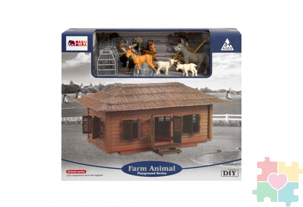Набор фигурок животных серии "На ферме": Ферма игрушка, 23фигурки домашних животных (лошади, козы, ослик), фермеров и инвентаря
