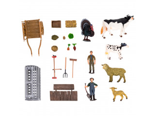 Набор фигурок животных серии "На ферме": Ферма игрушка, 21 фигурка домашних животных и птиц, фермеров и инвентаря