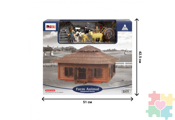 Набор фигурок животных серии "На ферме": Ферма игрушка, 21 фигурка домашних животных и птиц, фермеров и инвентаря