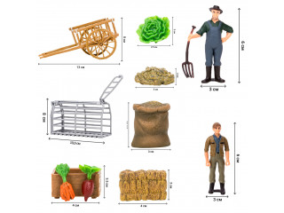 Набор фигурок животных серии "На ферме": Ферма игрушка, 21 фигурка домашних животных и птиц, фермеров и инвентаря