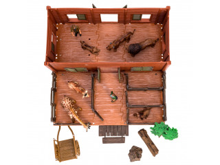 Набор фигурок животных серии "На ферме": Ферма игрушка, львы, жирафы, фермеры, инвентарь - 14 предметов