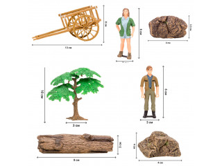 Набор фигурок животных серии "На ферме": Ферма игрушка, львы, жирафы, фермеры, инвентарь - 14 предметов