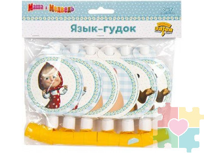 Язычок гудок "Маша и медведь" 6 шт