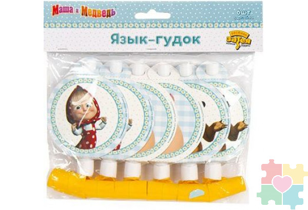 Язычок гудок "Маша и медведь" 6 шт