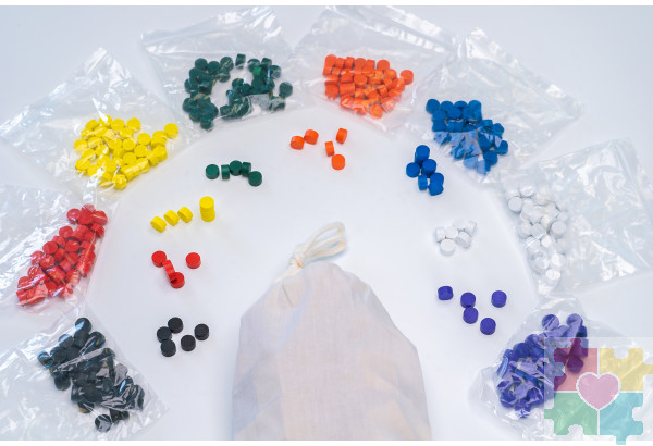 Игровой набор Дары Фребеля в мешочках 14 модулей с методическими пособиями 7 книг