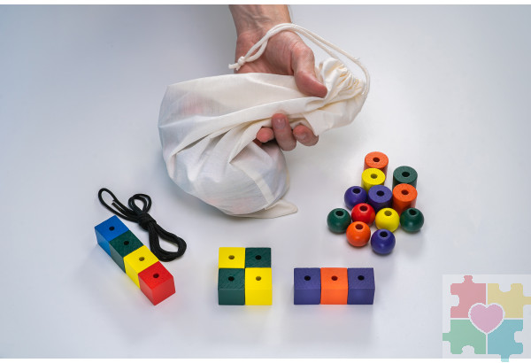 Игровой набор Дары Фребеля в мешочках 14 модулей с методическими пособиями 7 книг