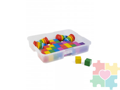 Обучающий комплект из дерева Пирамиды и кубики. В системе хранения Игротека