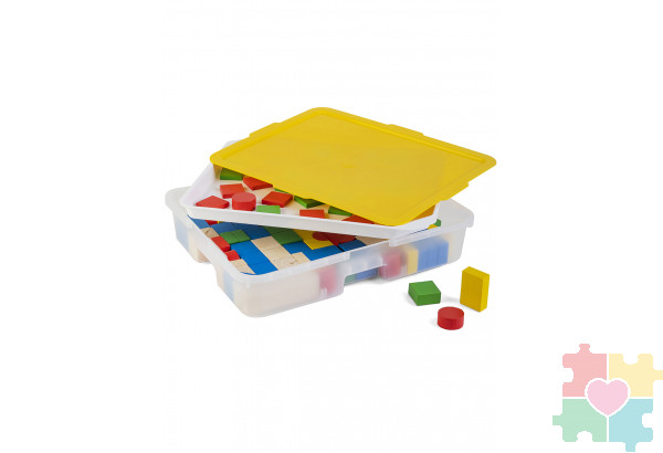 Деревянный конструктор Геометрические фигуры / 130 деталей в системе хранения Игротека