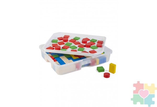 Деревянный конструктор Геометрические фигуры / 130 деталей в системе хранения Игротека