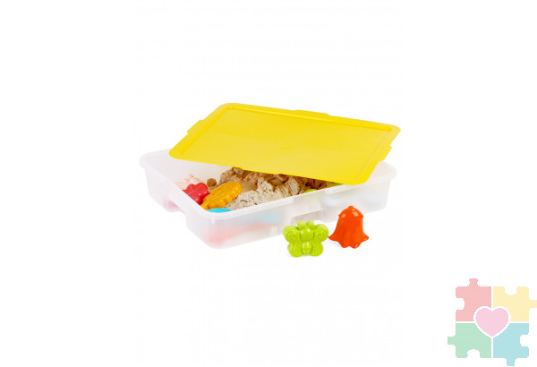 Сенсорный комплект в настольной песочнице: масса для лепки 3 кг, инструменты, формочки Лесные