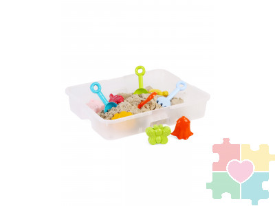 Сенсорный комплект в настольной песочнице: масса для лепки 3 кг, инструменты, формочки Лесные