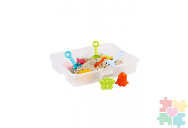 Сенсорный комплект в настольной песочнице: масса для лепки 3 кг, инструменты, формочки Лесные