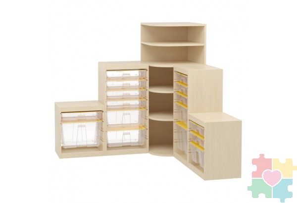 Игровой стеллаж угловой 5 секций с комплектом контейнеров, система хранения