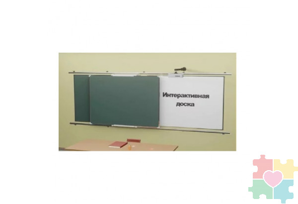 Рельсовая система с 2-мя досками и Интерактивной доской с проектором меловая