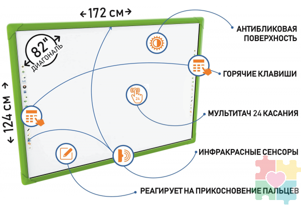 Интерактивная доска для детского сада "New Touch Kids" (Green)