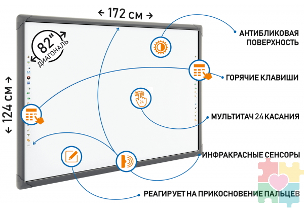 Интерактивная доска для школы и ВУЗа "New Touch P82"