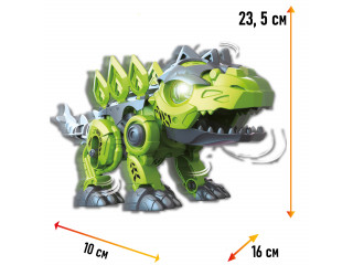 Игрушка робот интерактивный "Динозавр Стегозавр" 3в1 (конструктор 27 деталей, свет, звук). Серия: robotics.