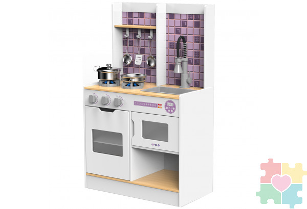 Детская деревянная игровая кухня "Феста Виола", свет, звук, 6 предметов в наборе