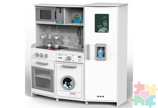 Детская деревянная игровая кухня "Феста Бьянка", свет, звук, 10 предметов в наборе