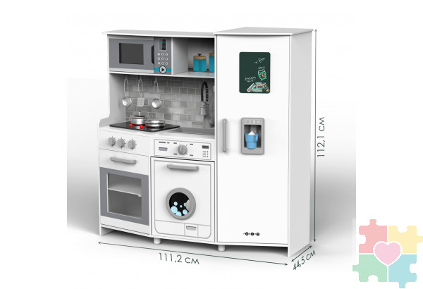 Детская деревянная игровая кухня "Феста Бьянка", свет, звук, 10 предметов в наборе