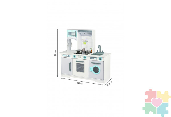 Детская деревянная игровая кухня "Блуми Стайл" с 4 предметами посуды