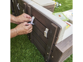 Набор садовой мебели для детей (секционный диван, пуф-стол, зонт), бежево-коричневый