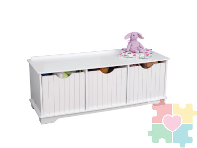 Скамья с ящичками для хранения, Белая