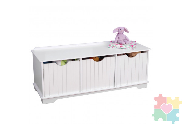 Скамья с ящичками для хранения, Белая