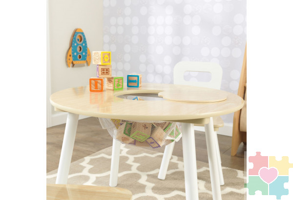 Стол + 2 стула "Сокровищница", бежевый (Round Storage Table & Chair Set)