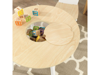 Стол + 2 стула "Сокровищница", бежевый (Round Storage Table & Chair Set)