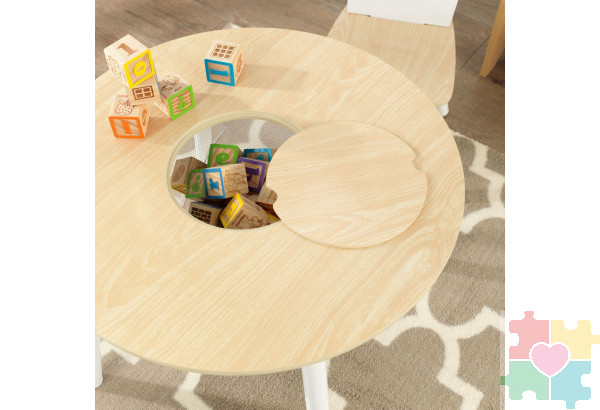 Стол + 2 стула "Сокровищница", бежевый (Round Storage Table & Chair Set)